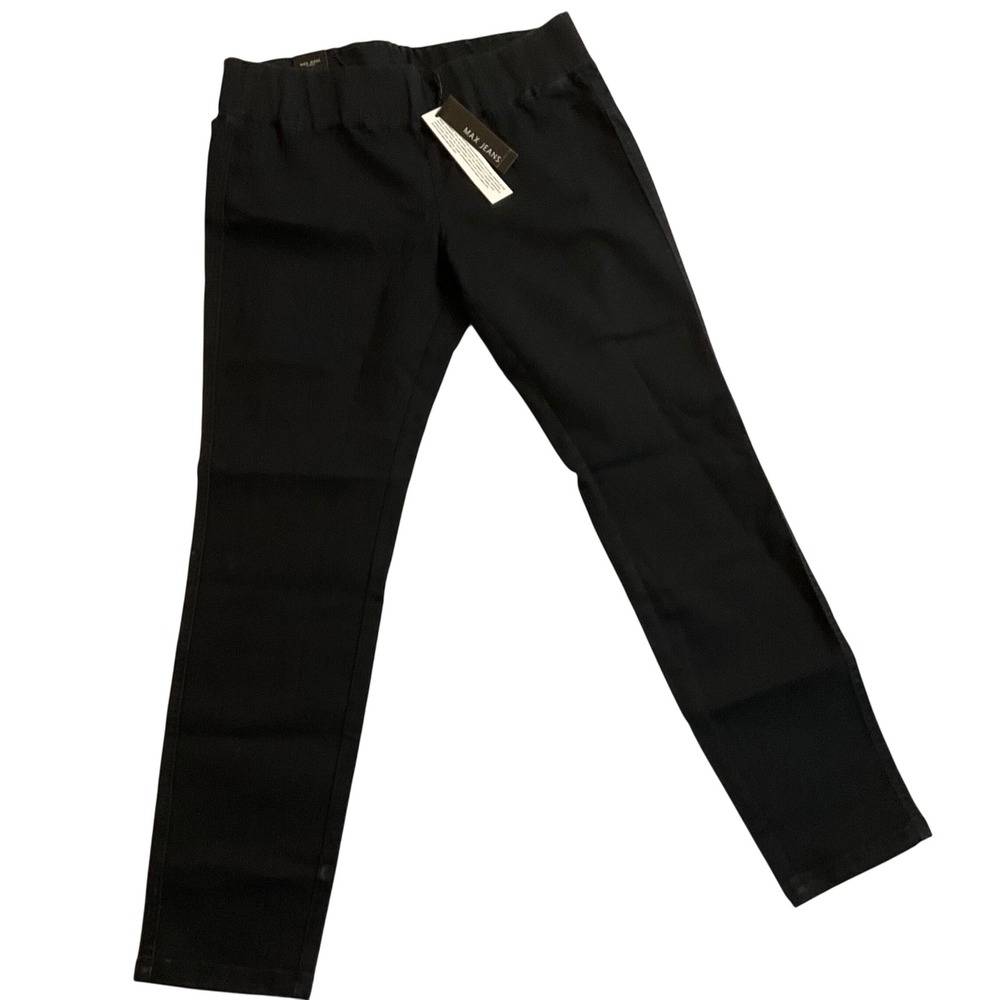 Max Jeans‎ Womens Pull On Jeggings Size 12 Black Stretch Casual Pants